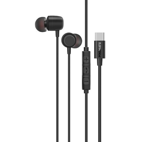 PROMATE In-Ear Ergonomic USB-C Wired ENC Stereo Earphones. In-line Microphone & Volume (SILKEN-ENC)