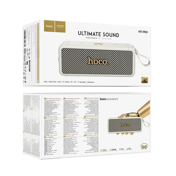 16W Premium Bluetooth Speaker with FM/MicroSD/USB/Aux Inputs (HT1 Pro) [White]