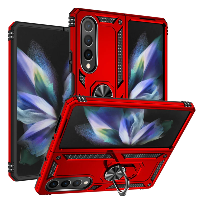 samsung Samsung Galaxy Z Fold 4 Military Armour Ring Case Red