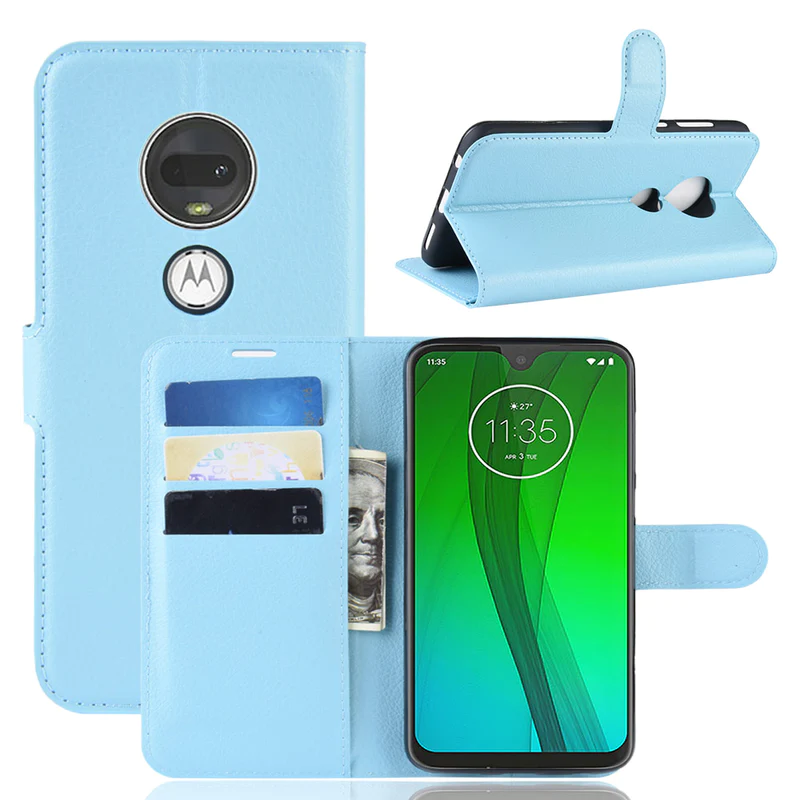 Motorola Moto G7/G7 Plus PU Wallet Case Light Blue