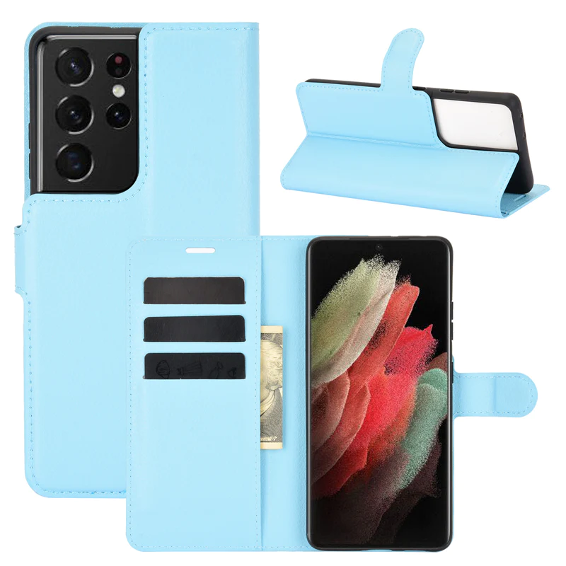 samsung Samsung S21 Ultra PU Wallet Case Light Blue