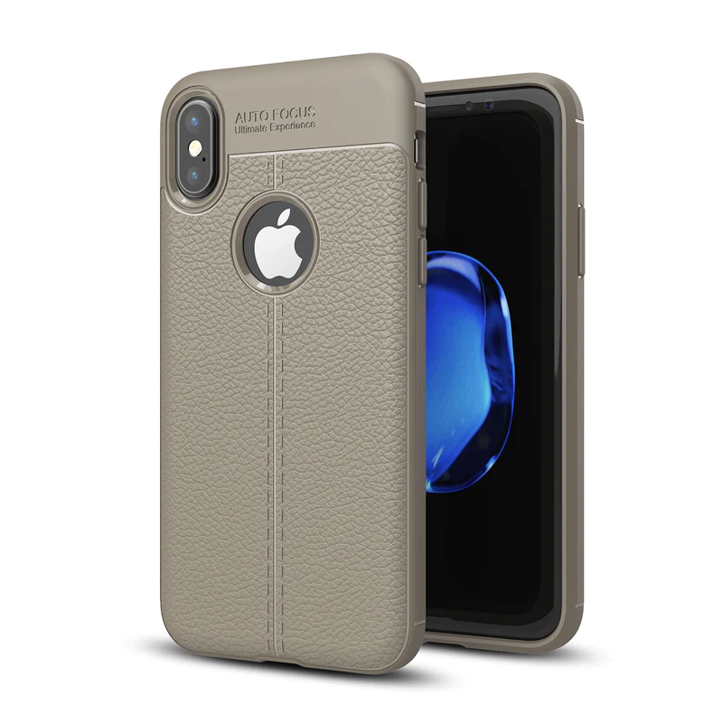 Apple iPhone X/XS Leather Texture Case Grey