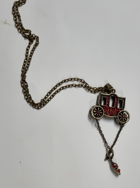 Bronze and Dark Red Diamanté Carriage Necklace