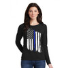 Thin Blue Line Flag Womens Long Sleeve Tshirt Thin Blue Line Flag Womens Long Sleeve Tshirt