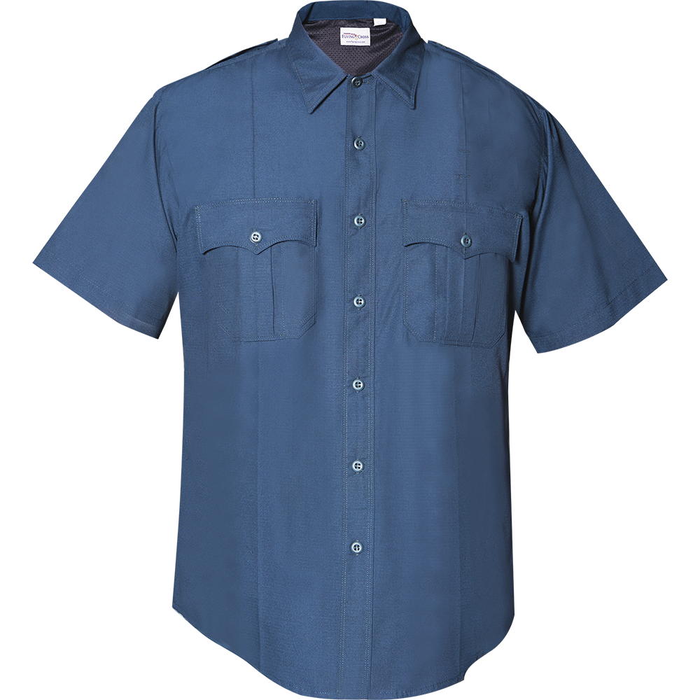 flying cross dress shirt Flying Cross Polyester Cotton Short Sleeve Shirt in Light Blue