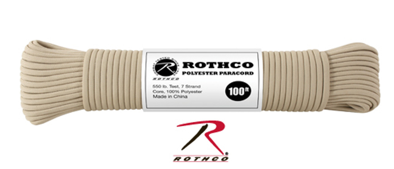 Polyester Paracord / Parachute Cord - 100ft - TAN