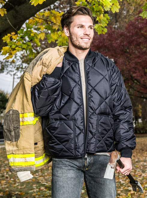 Winter Sportswear Game Bravest Diamond Quilt Jacket - Navy XX