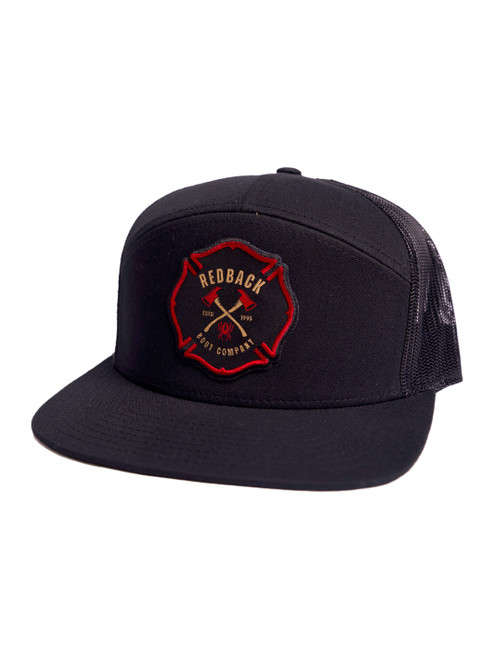 Redback Rescue Snapback Hat with Firefighter Patch – Black