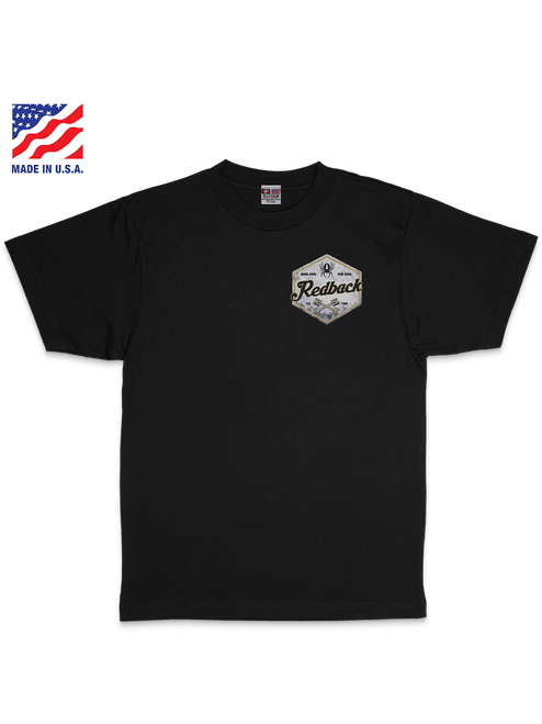 Redback Piston Hex Graphic T-Shirt – Black, Made in USA