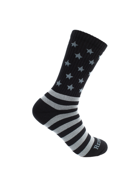 Redback Liberty Bamboo Crew Sock – USA Flag, Black/Grey
