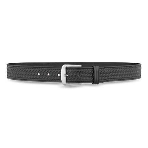 1-1/2" Basketweave Leather Thick Garrison Belt - Black