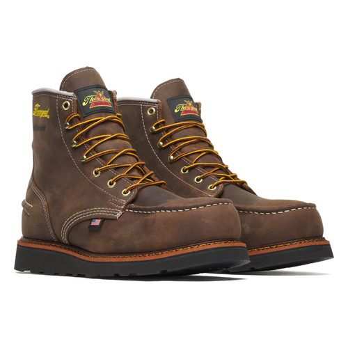 Thorogood 804-3676 1957 Series 6" Waterproof Moc Toe Steel Toe Boot Black Wedge - Crazy Horse