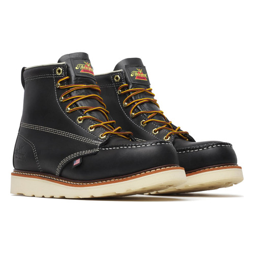 Thorogood 804-6201 American Heritage 6" Moc Toe Steel Toe Wedge Sole Work Boot - Black