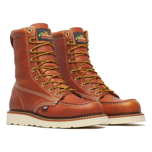 Thorogood 814-4201 American Heritage 8" Moc Toe Wedge Sole Soft Toe Work Boot - Tobacco