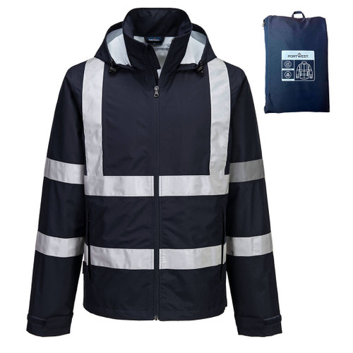Portwest Iona Enhanced Visibility Lightweight Packable Rain Jacket F442