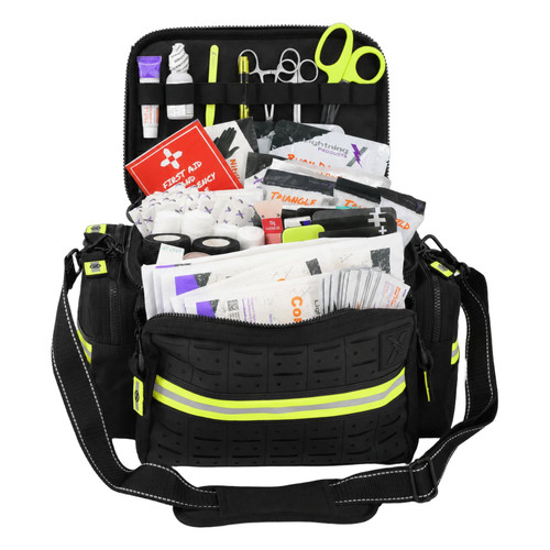 Lightning X Mid-Size EMT First Responder Bag with MOLLE Panel and Basic Fill Kit - Black