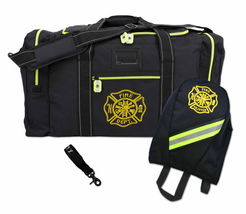 Lightning X Value Turnout Gear Bag Package with SCBA Mask Bag and Glove Strap - Black