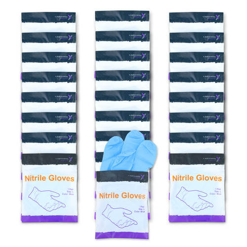 Lightning X Blue Nitrile Gloves Pocket Pack Case of 25 Large