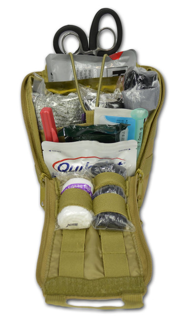 Lightning X Premium Individual First Aid Kit - Gunshot Trauma & Bleeding MOLLE Kit - Tan