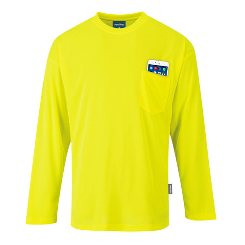 Portwest Non-ANSI Day-Vis Pocket T-Shirt Long Sleeve S579