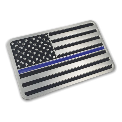 Aluminum Thin Blue Line Vehicle Emblem