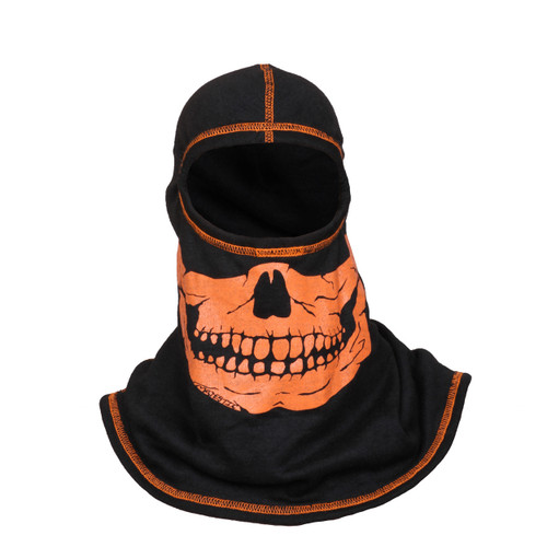 Majestic Fire - Fire Ink Orange Skull W/High Vis Orange Trim Black PAC F20 Hood - Ultra C6 Carbon