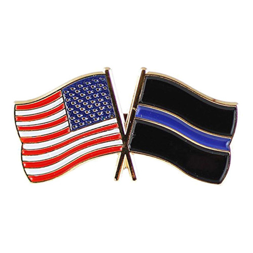 Thin Blue Line American Flag Pin