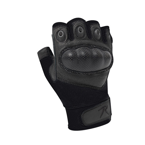 Rothco Fingerless Cut-Resistant Carbon Hard Knuckle Gloves - Black