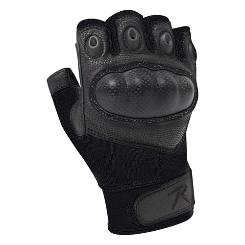 Rothco Fingerless Cut-Resistant Carbon Hard Knuckle Gloves - Black