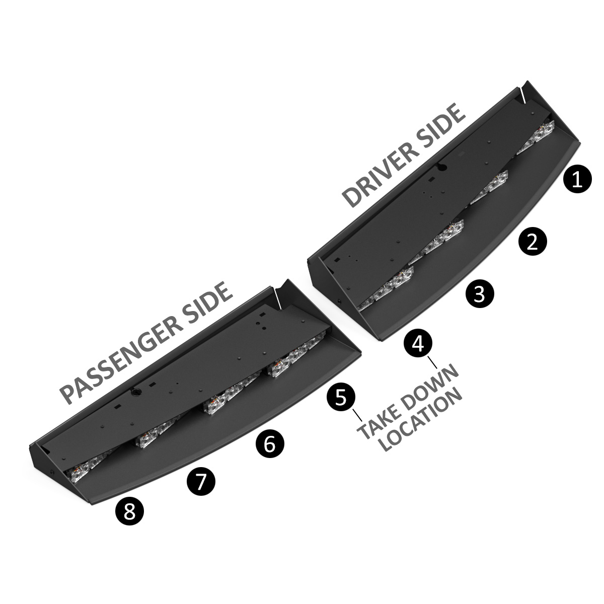 Feniex Fusion Front Visor Interior Lightbar Single Color
