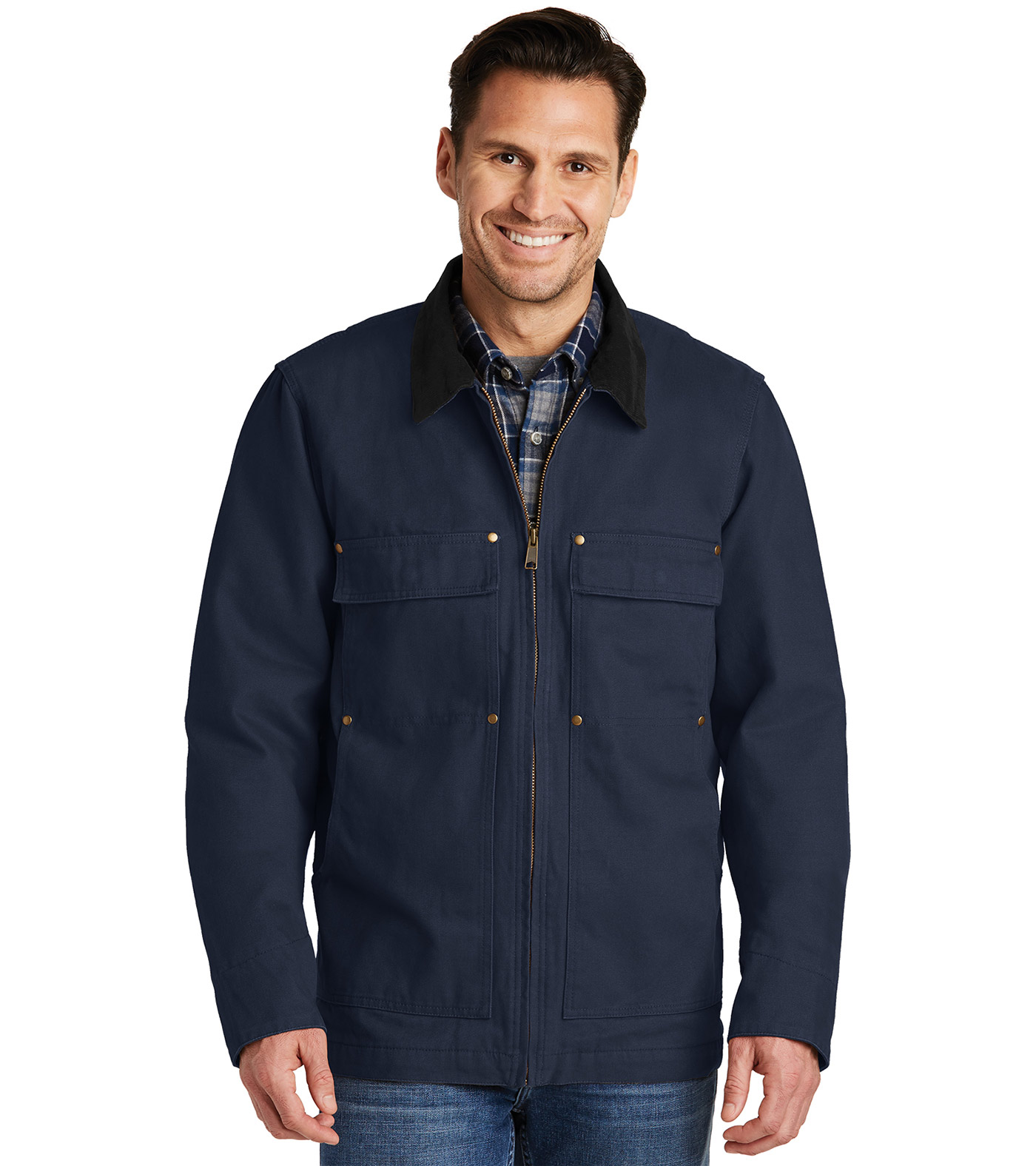 ジャケット・アウター PHIGVEL DUCK CLOTH CHORE JACKET M NAVY Cotton Duck Canvas Five-Pocket Chore Jacket - Navy