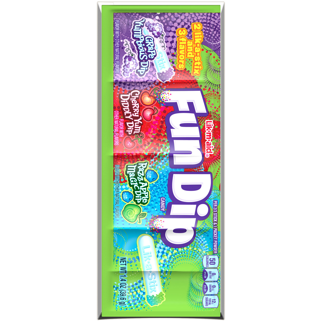 Fun Dip Grape/Apple/Cherry 1.4 Ounce 24 Count Mad Al Candy