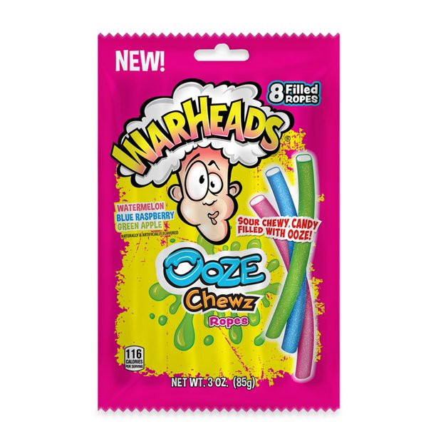 Warheads Ooze Chews Ropes 3 Ounce 12 Count Peg Bag