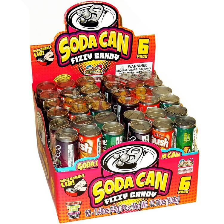 Soda Can Fizzy Candy 1.48 Ounce 12 Count - Mad Al Candy