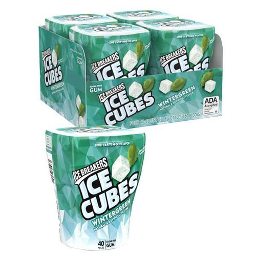 Ice Breakers Ice Cubes Wintergreen Bottle 40 Piece 3.24 Ounce 4 Count