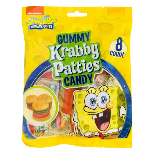 Krabby Patties Gummy Candy 2.54 Ounce 12 Count Peg Bag