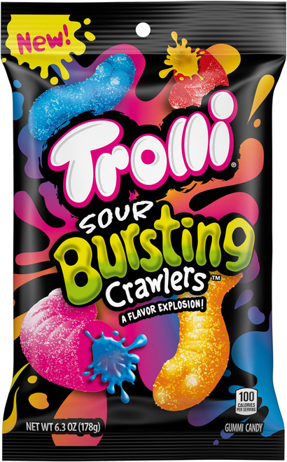 Trolli Bursting Sour Brite Crawlers 6.3 Ounce 8 Count Peg Bag