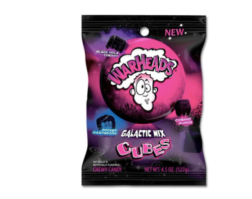 Warheads Galactic Mix Cubes 4.5 Ounce 12 Count Peg Bag