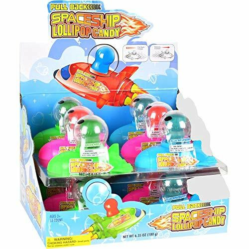 Pull Back Spaceship Lollipop Candy .53 Ounce 12 Count