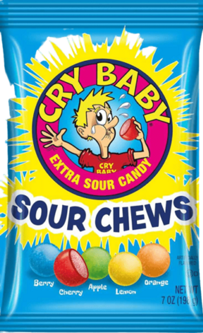Cry Baby Sour Chews 7 Ounce 8 Count Peg Bag