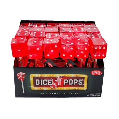 Dice Pops Red Cherry Flavor 1.16 Ounce 24 Count