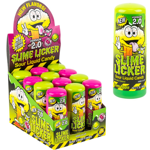 Toxic Waste Slime Licker 2.0 Green Apple and Black Cherry Liquid Candy 2 Ounce 12 Count