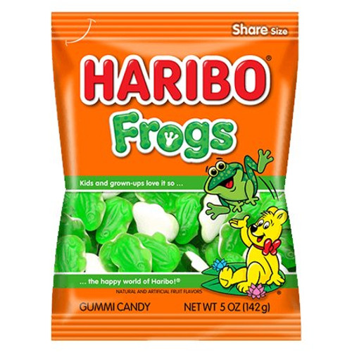 Haribo Frogs Gummy Candy 5 Ounce 12 Count Peg Bag