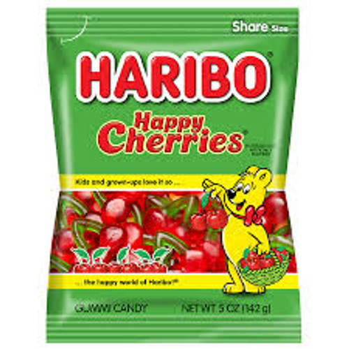 Haribo Happy Cherries Gummi Candy 5 Ounce 12 Count Peg Bags