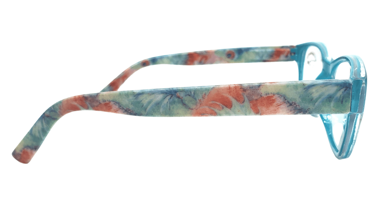 Aqua with Flowers Reading Glasses