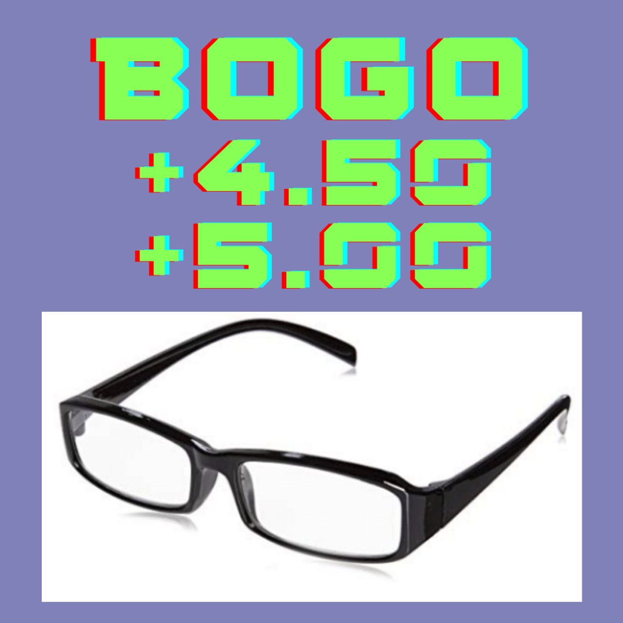 High Power Reading Glasses in Black Plastic 