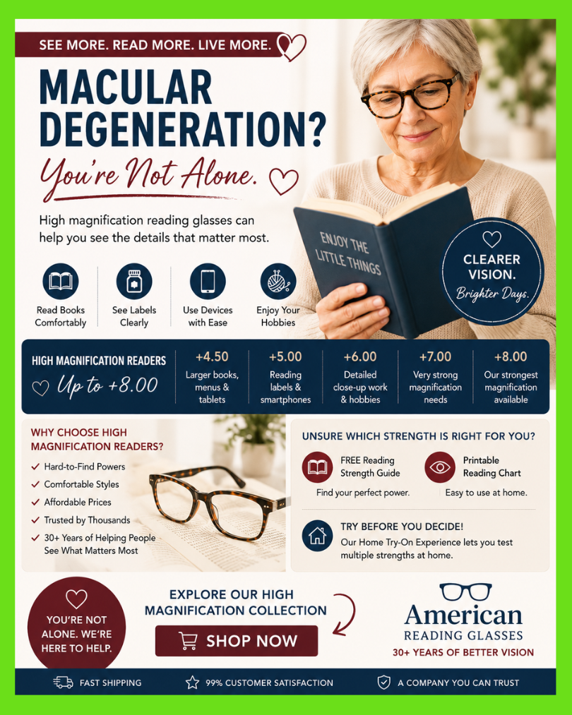 Macular Degeneration & Wet AMD: Symptoms, Causes, and Reading Help