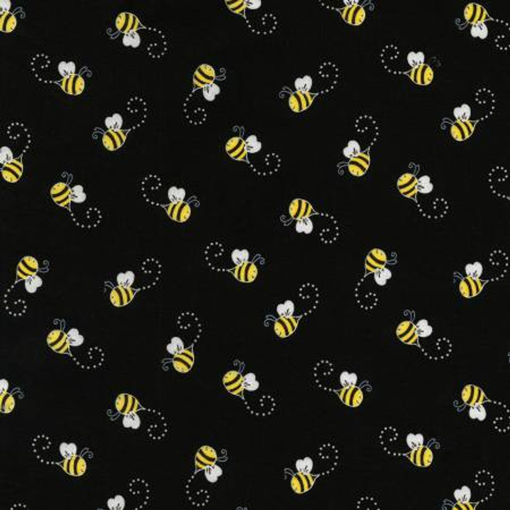 Bees on Black - Timeless Treasures Cotton (C5496-BLACK) 