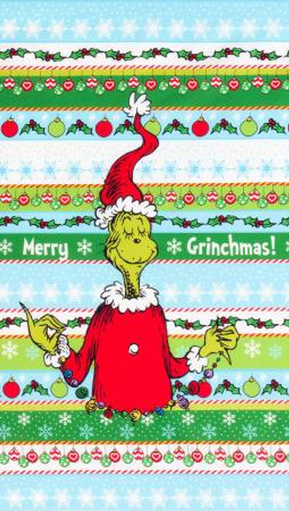 Large Grinch Panel Dr Seuss 24" x 44" - Robert Kaufman Cotton (ADE-20274-223)