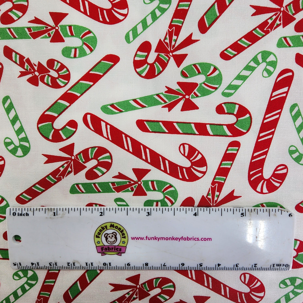 Red/Green Candy Canes Reindeer Games - Moda Cotton